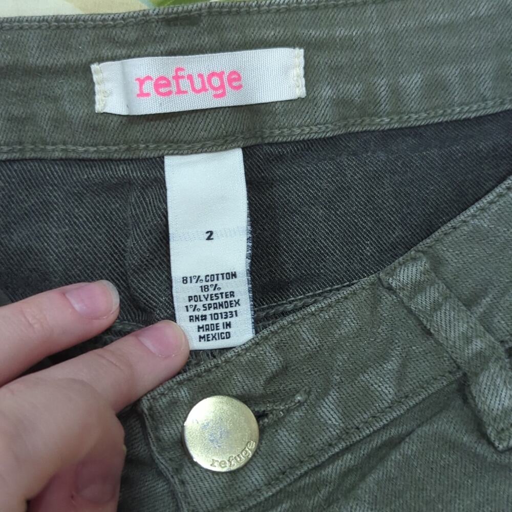 Refuge Forever 21 Olive Green Skinny Jeggings Low Rise Pants Women's Size 2 - Picture 5 of 5